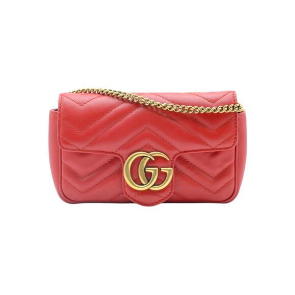 Gucci GG Marmont Matelasse Chevron Mini Crossbody Bag In Red - Picture 1 of 6